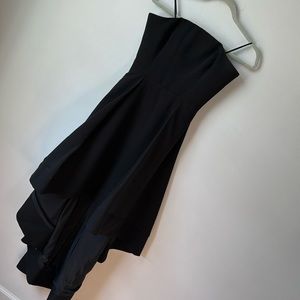 C/MEO Collective Strapless High Low Cocktail Dress with Pockets